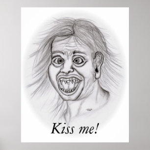 Affiche Embrasse-moi! - dessin au crayon