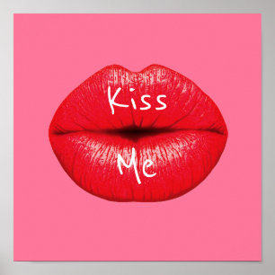 Affiche Embrasse-moi Red Lipstick pop art lèvres sur girly