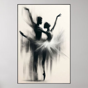 Affiche Embrasser le tango monochrome en mouvement