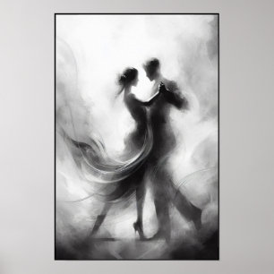 Affiche Embrasser le tango monochrome en mouvement