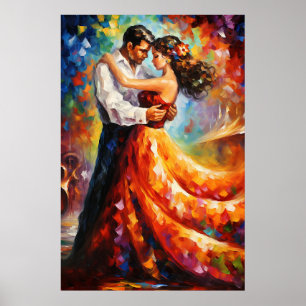 Affiche Embrasser passionnément Romantique Couple Art