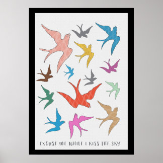 Affiche Embrassez l'art Sky Bird avec frontière