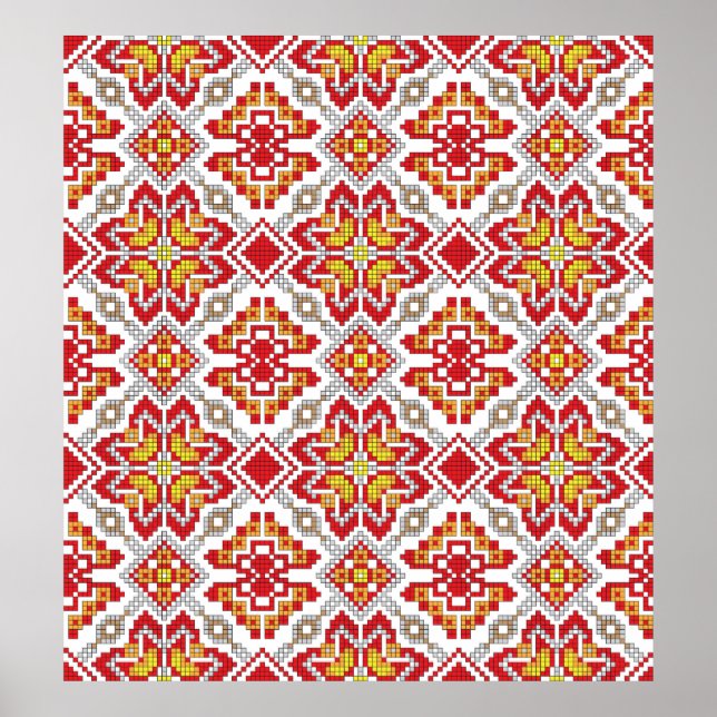 Affiche Embroidered handmade cross-stitch ethnic Ukraine p (Devant)