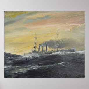 Affiche Emden surfe les vagues Océan Indien 1914 2011