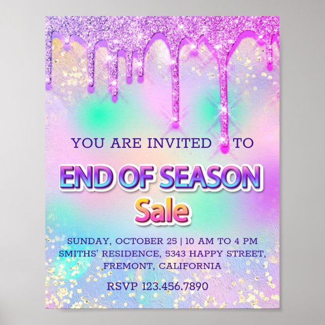 Affiche Emend de la vente de saison paillettes holographiq (Devant)