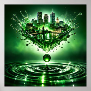 Affiche Emerald City Boston Liquide Art