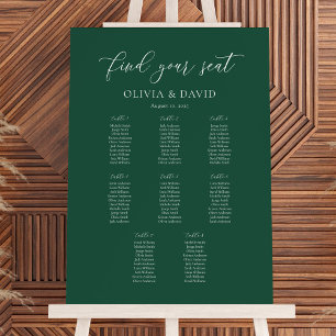 Affiche Emerald Elegant Script 8 table Seating Chart
