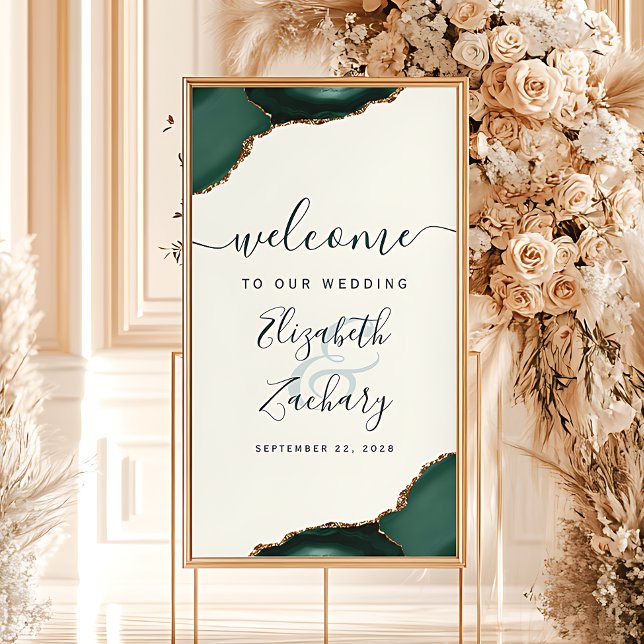Affiche Emerald Green Agate Ivory 32x48 Mariage Bienvenue (Créateur téléchargé)