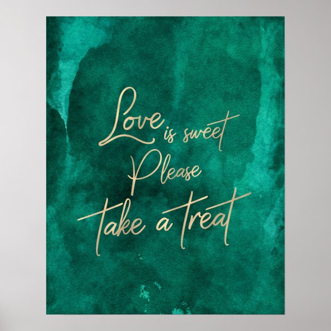 Affiche Emerald Green Aquarelle Or l'amour est doux (Devant)