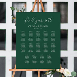 Affiche Emerald Green Elegant 14 table Seating Chart
