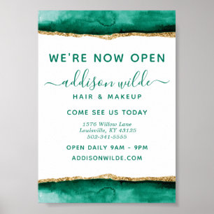 Affiche Emerald Green Et Gold Watercolor Business