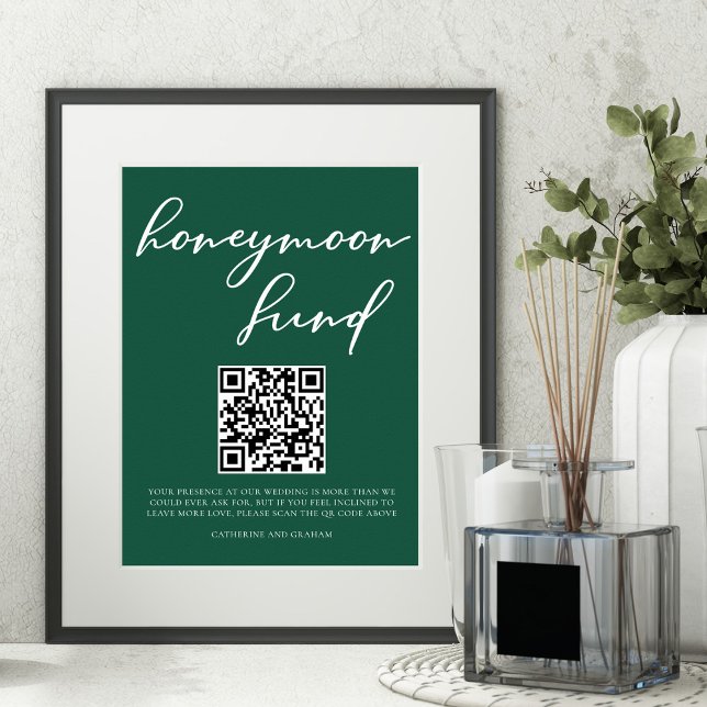 Affiche Emerald Green Honeymoon Fund Mariage QR Code (Créateur téléchargé)
