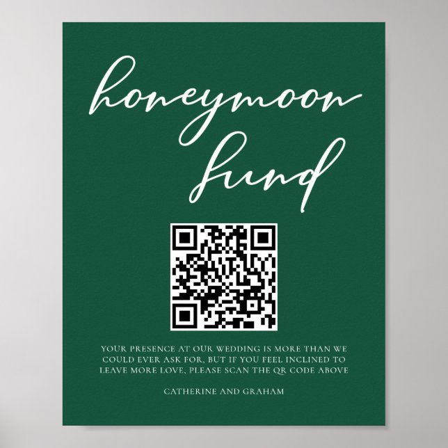 Affiche Emerald Green Honeymoon Fund Mariage QR Code (Devant)