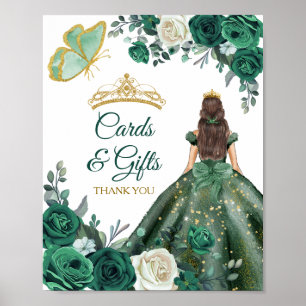 Affiche Emerald Green Robe Quinceañera Cartes et cadeaux