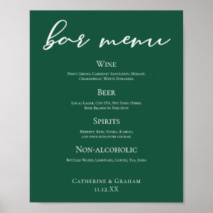 Affiche Emerald Green Typography Mariage de la forêt Menu