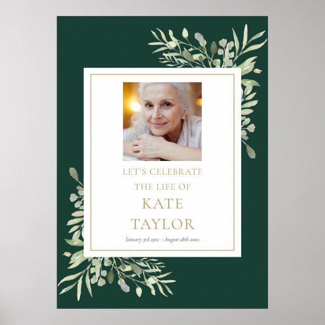 Affiche Émeraude verte Photo Célébration de la vie (Devant)