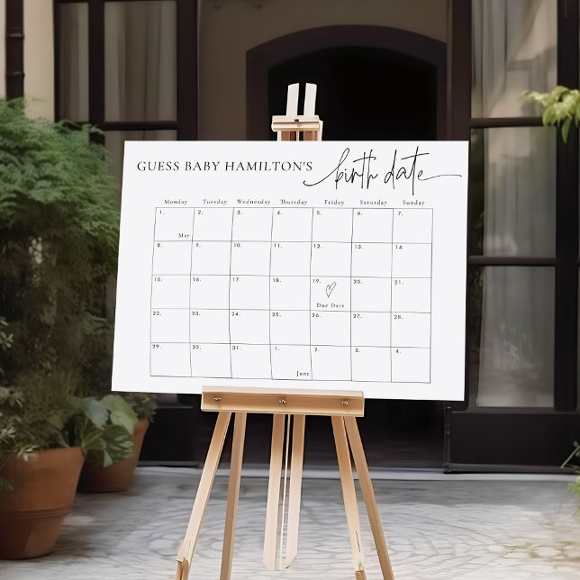 Affiche EMERY Devinez la date d'échéance du bébé / calendr (Créateur téléchargé)