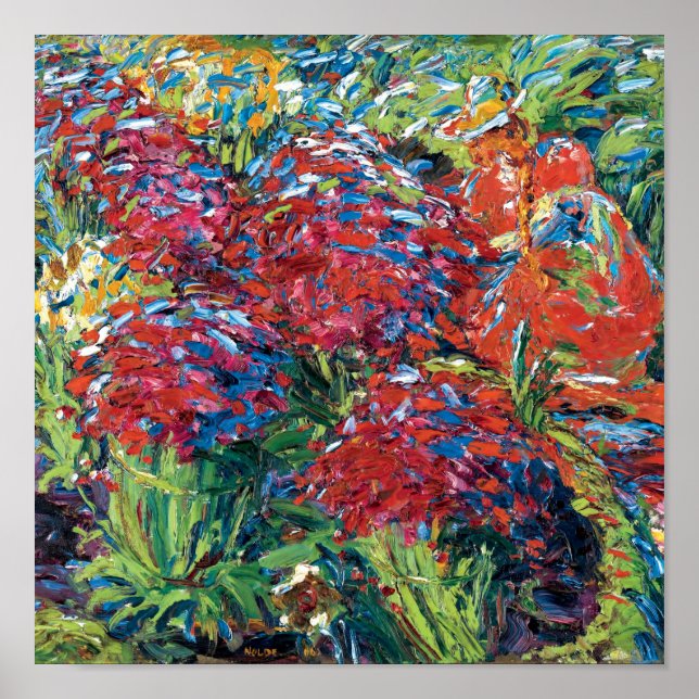 Affiche Emil Nolde Fleurs Rouges Expressionnisme Beaux-Art (Devant)
