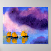 Emil Nolde - Mer aux Nuages Violets Et Bateaux À V