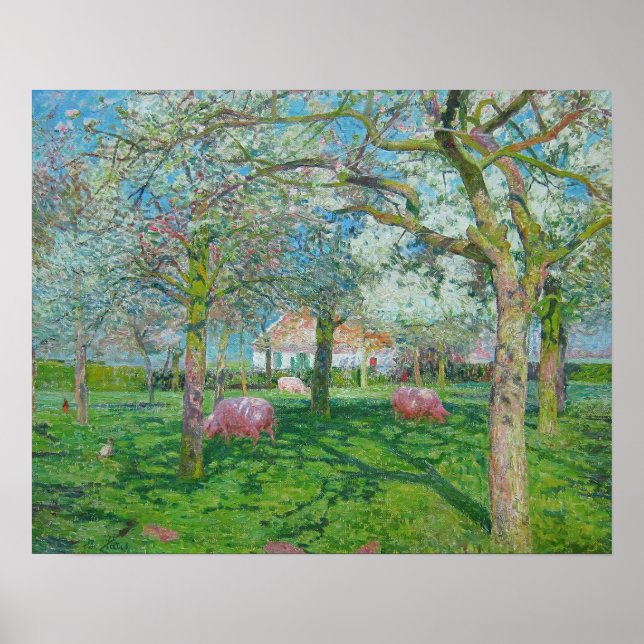Affiche Emile Claus - Le verger au printemps (Devant)