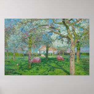 Affiche Emile Claus - Le verger au printemps