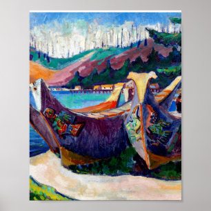 Affiche Emily Carr Peinture Canoës de guerre autochtones