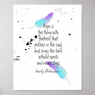 Affiche Emily Dickinson cite sur hope blue and purple