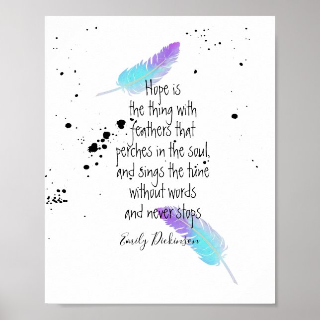 Affiche Emily Dickinson cite sur hope blue and purple (Devant)