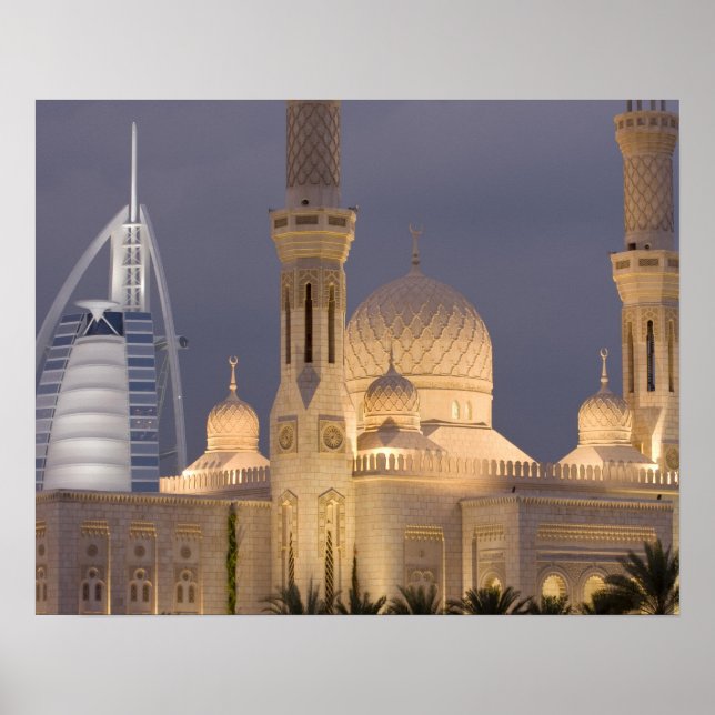 Affiche Émirats arabes unis, Dubaï. Mosquée au crépuscule  (Devant)