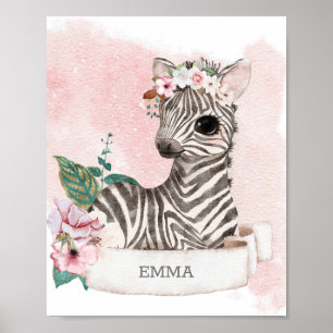 Affiche ** EMMA Baby Zebra Nursery Girl Jungle Nom