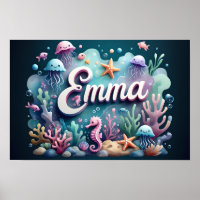 Emma Ocean Nursery Wall Art Sous-marin Sea Animaux