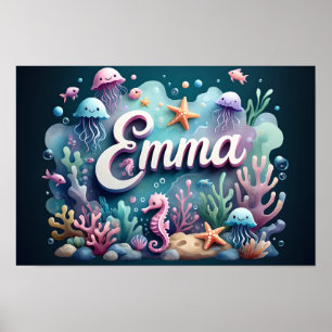 Affiche Emma Ocean Nursery Wall Art Sous-marin Sea Animaux