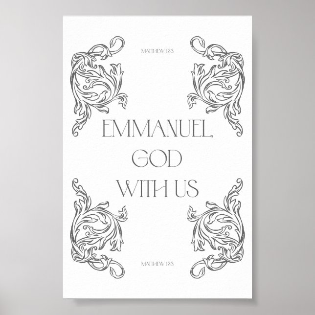 Affiche Emmanuel Dieu Avec Nous Verset Biblique Noël (Devant)