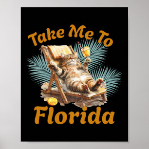 Affiche Emmenez-Moi En Floride Vacances D'été Plage Chat M