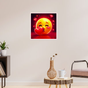 Affiche Émoji Bisou : Amour et Cœurs Art