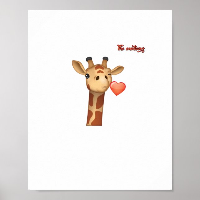 Affiche emoji clin d'œil baiser cœur visage girafe   (Devant)