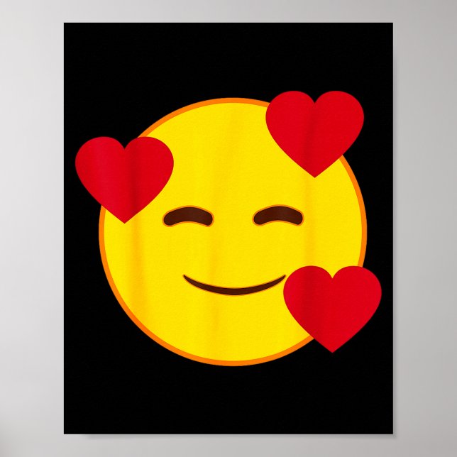 Affiche Emoji Floating Hearts Yellow Smile Face  (Devant)