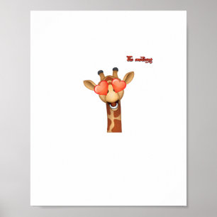 Affiche emoji heureux amour yeux girafe visage 
