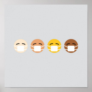 Affiche Emoji Masqué Visages Masque Haut COVID