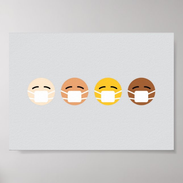 Affiche Emoji Masqué Visages Masque Haut COVID (Devant)
