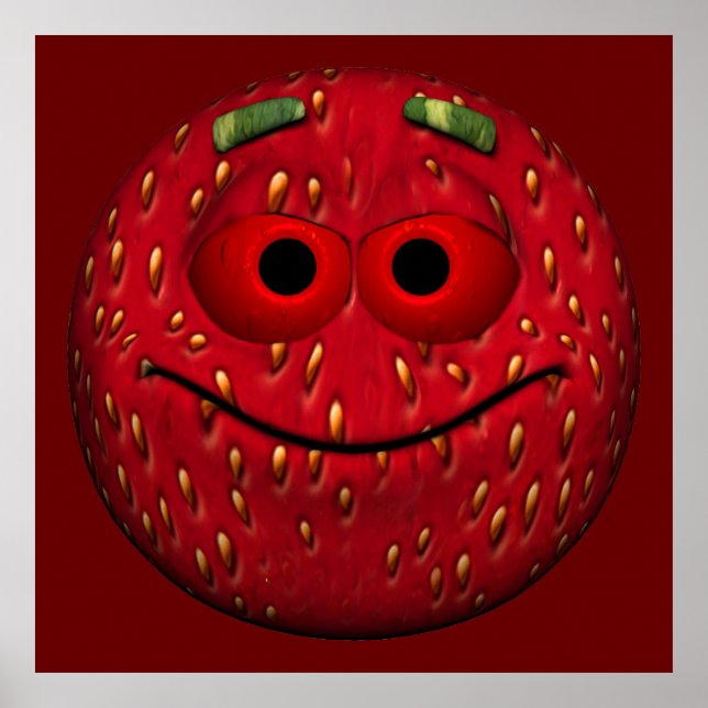 Affiche Emoticon aux fraises (Devant)