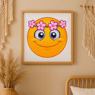 Affiche Emoticon portant une couronne florale
