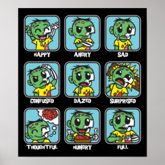 Affiche Émoticônes de Zombie
