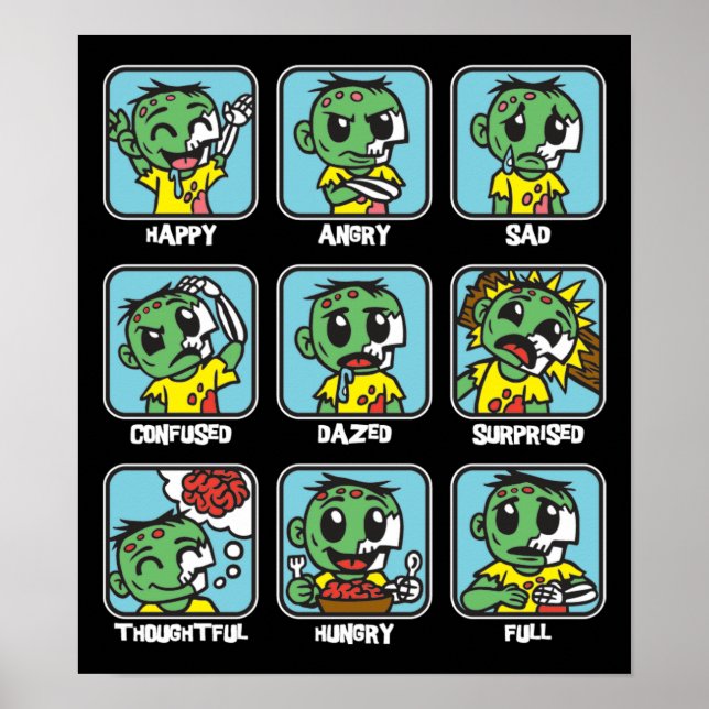 Affiche Émoticônes de zombies (Devant)