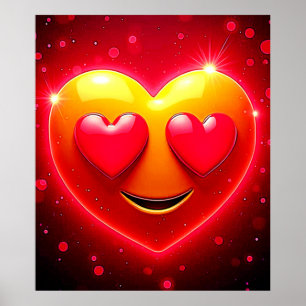 Affiche Émotion Yeux de Cœur Brillant