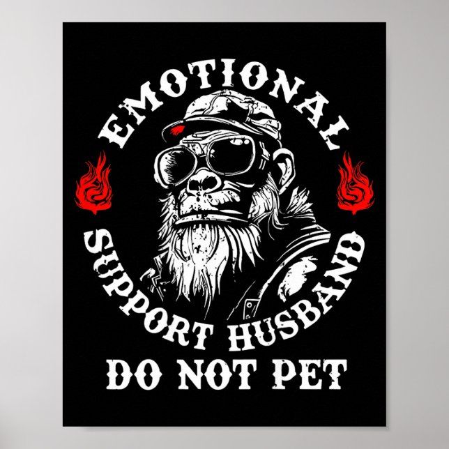 Affiche Emotional Suprt Husband Do Not Pet Funny Monkey (o (Devant)