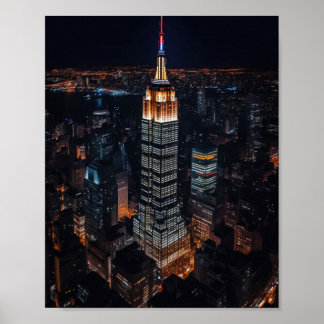 Affiche Empire State Building Éclat la nuit