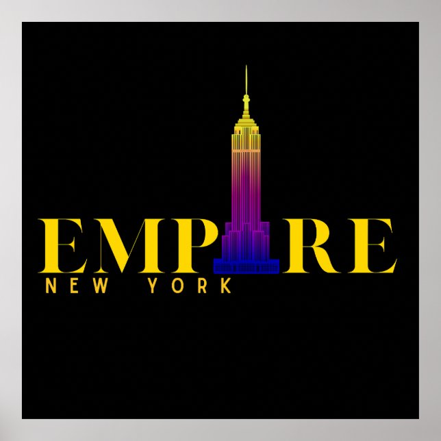 Affiche Empire State Building-New York-Or vibrant (Devant)