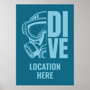 Affiche Emplacement Personnalisé Plongée sous-marine
