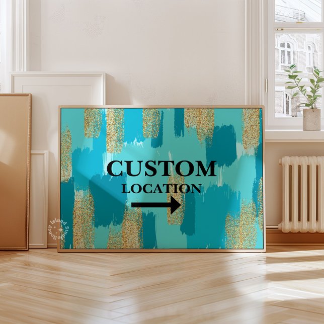 Affiche Emplacement personnalisé Signal Préppy Dorm Décor  (Custom Location Sign Preppy Dorm Decor Blue)